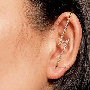 One Piece Crystals Long Gold Earring